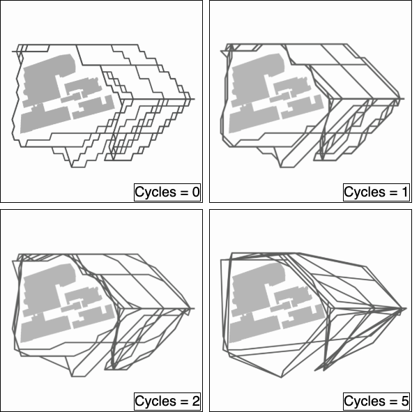 Illustration 3: Before and after comparison of paths with and without smoothing