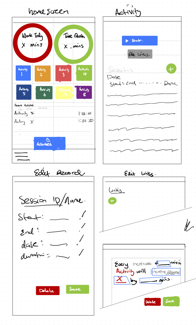 Time Quota wireframe